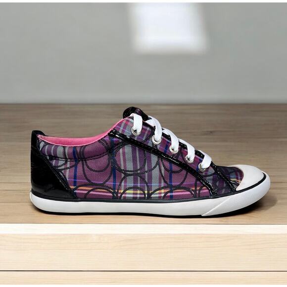Y2K Coach A1070 Barrett Signature Plaid Low Top Sneaker Size 8.5B - Picture 2 of 8
